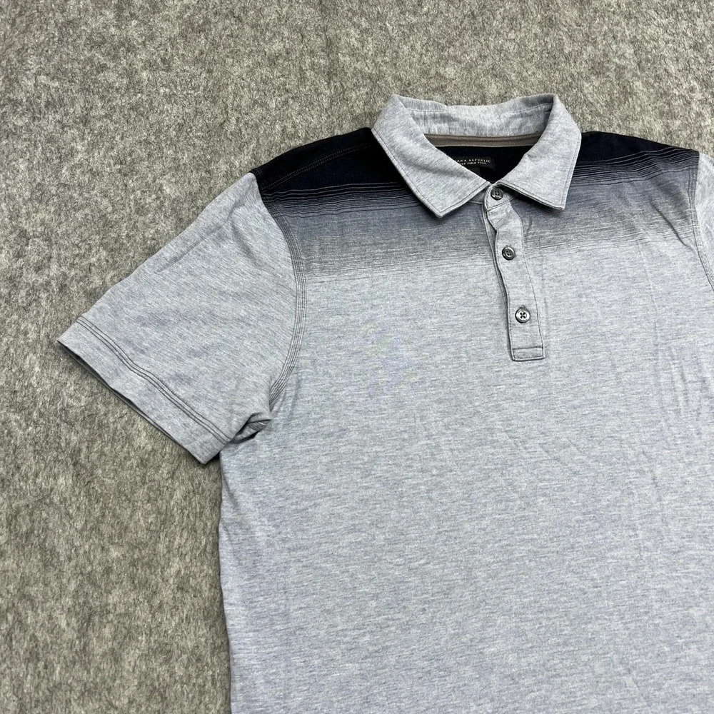 Banana Republic Polo Shirt Mens Large Gray Fitted Pima Ombre Short Sleeve Cotton